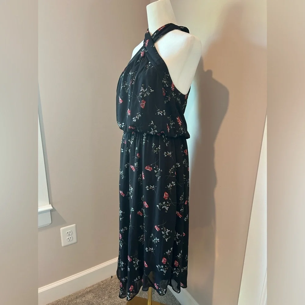 GREAT JONES Black Floral Halter Blouson Dres Size Medium - Picture 7 of 10